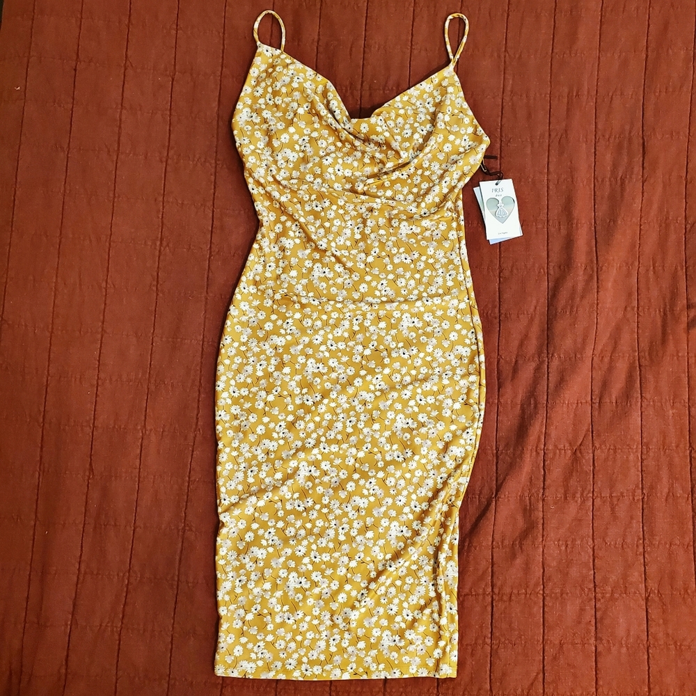 Iris Flower Cowl Neck Dress NWT
